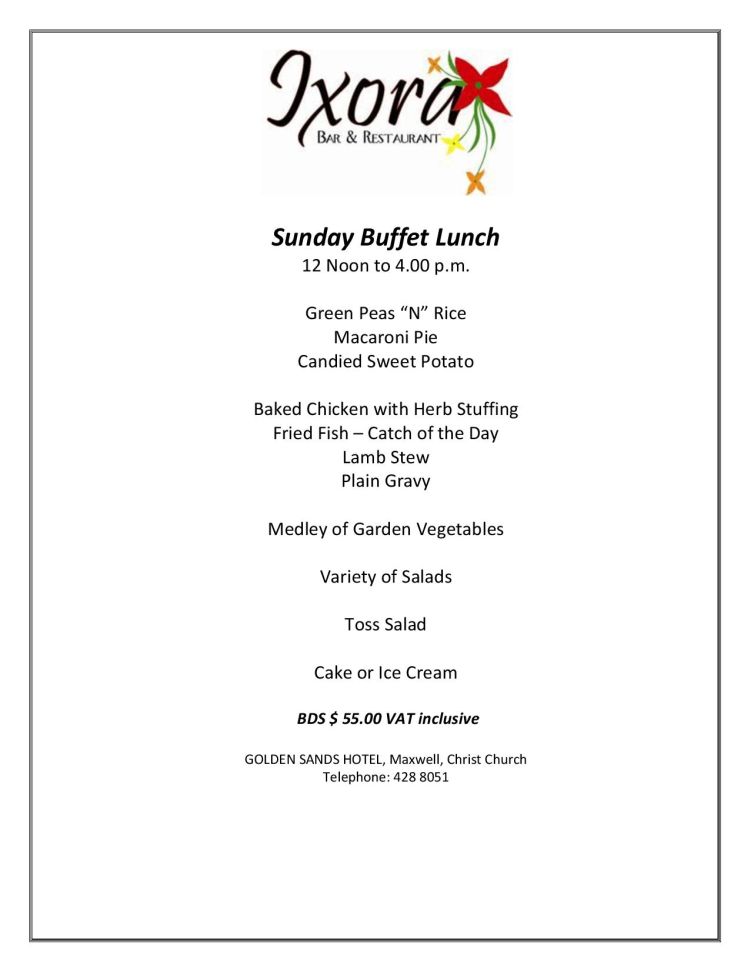 Golden Sands Sunday Lunch Buffet What's On In Barbados 20190901 to